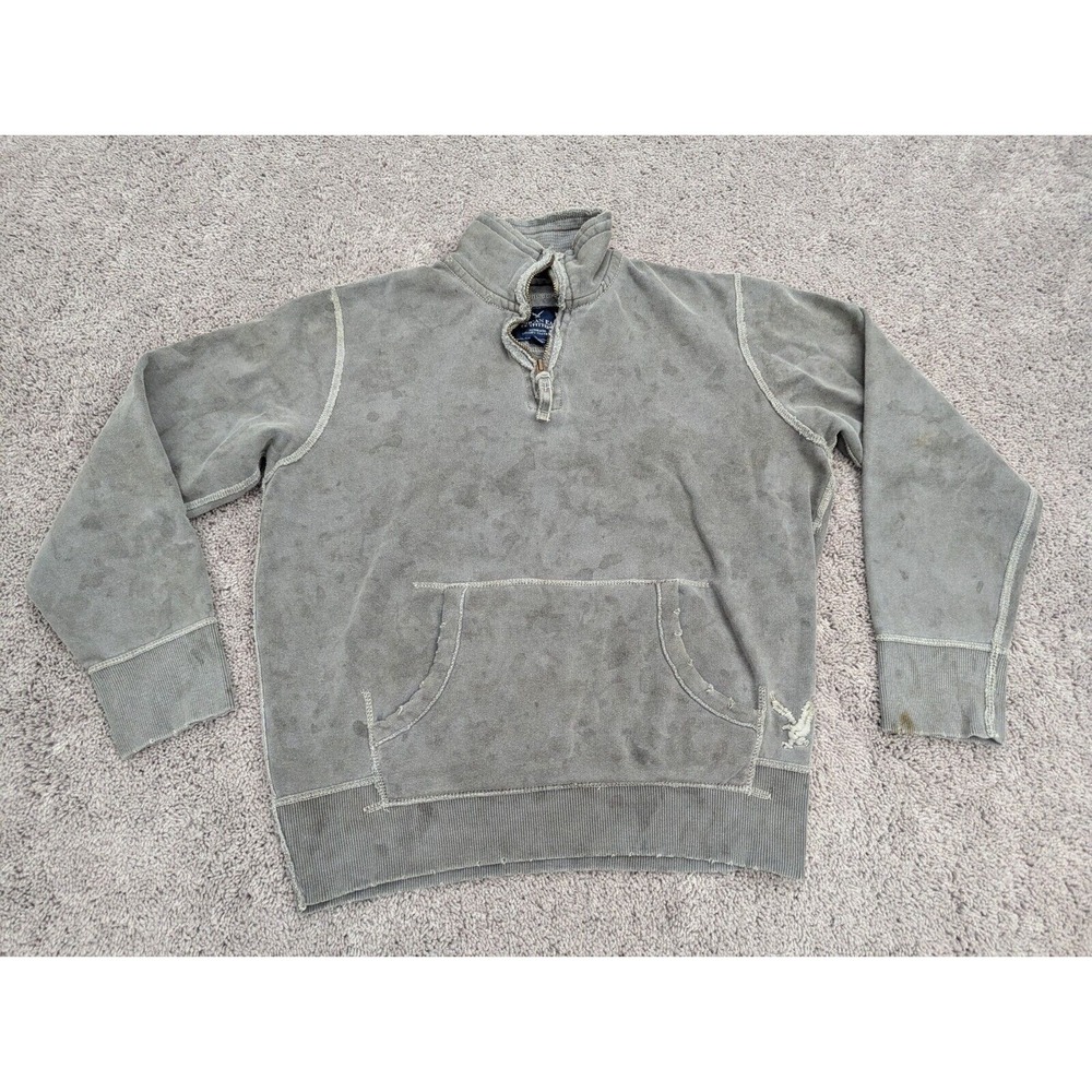 American Eagle Outfitters Pullover Mens Extra Large 1/4 Zip Distressed Stained